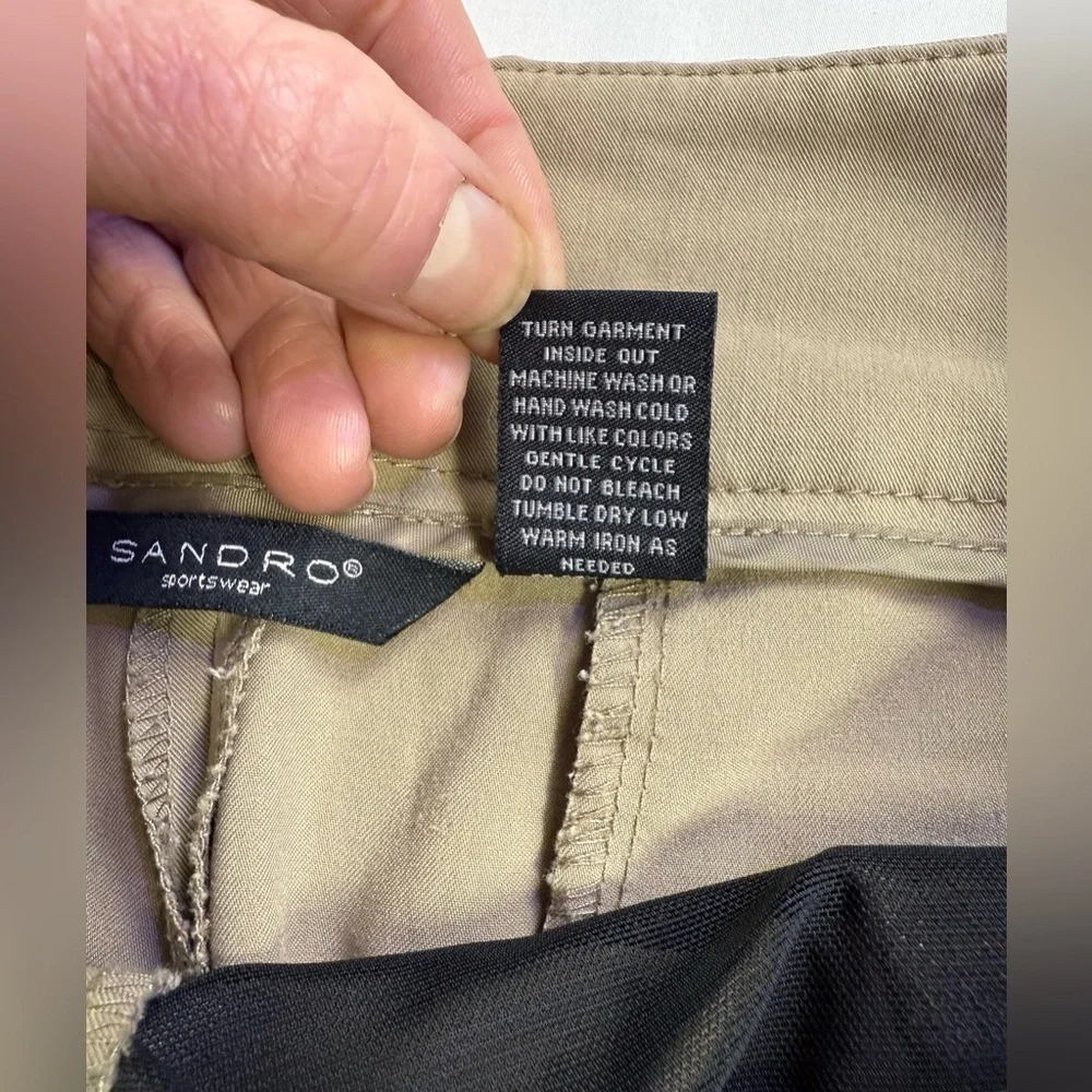 SANDRO Khaki cuff leg crop pants size 10 - Picture 8 of 12